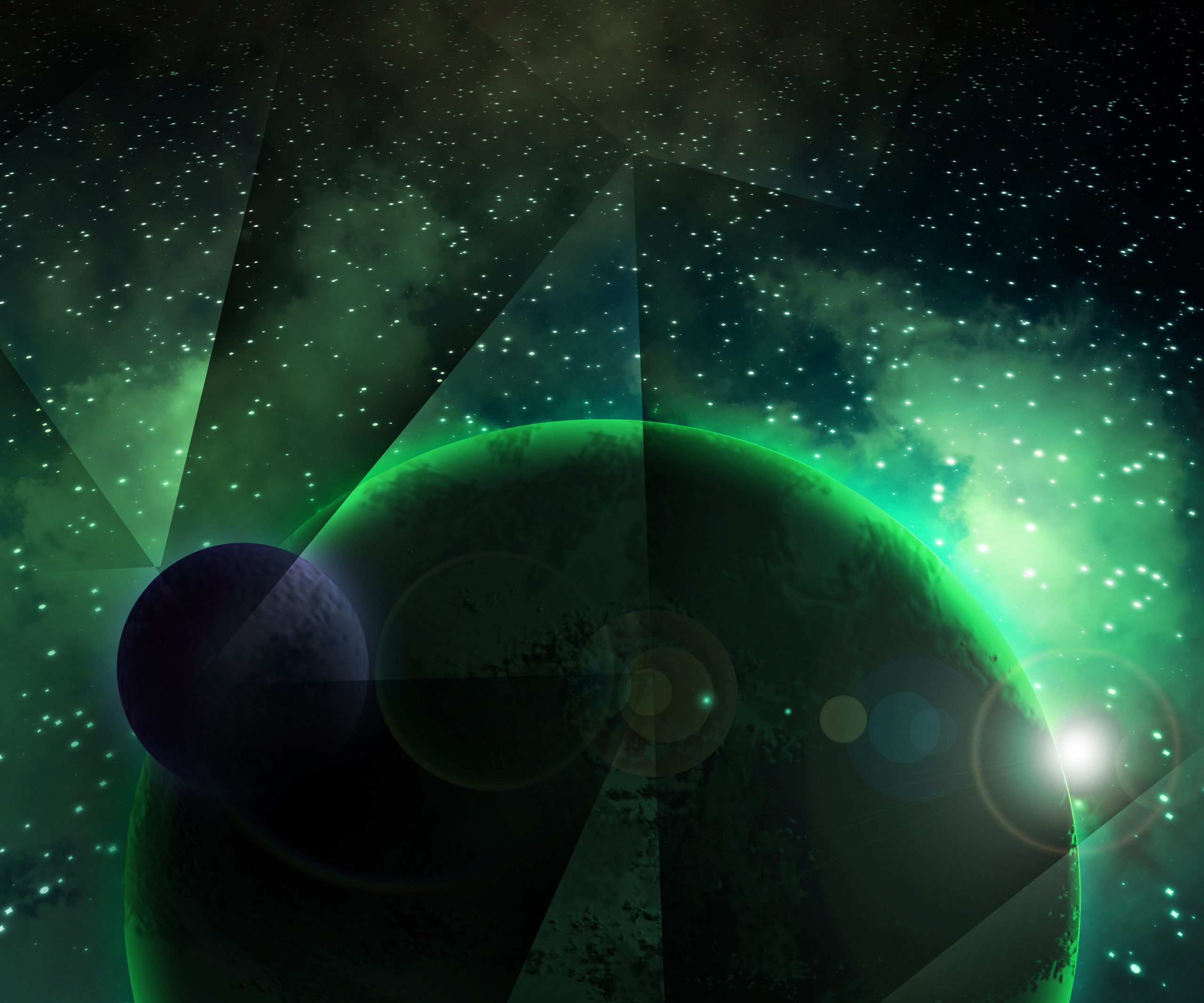 Two Green Planets Cosmic Background